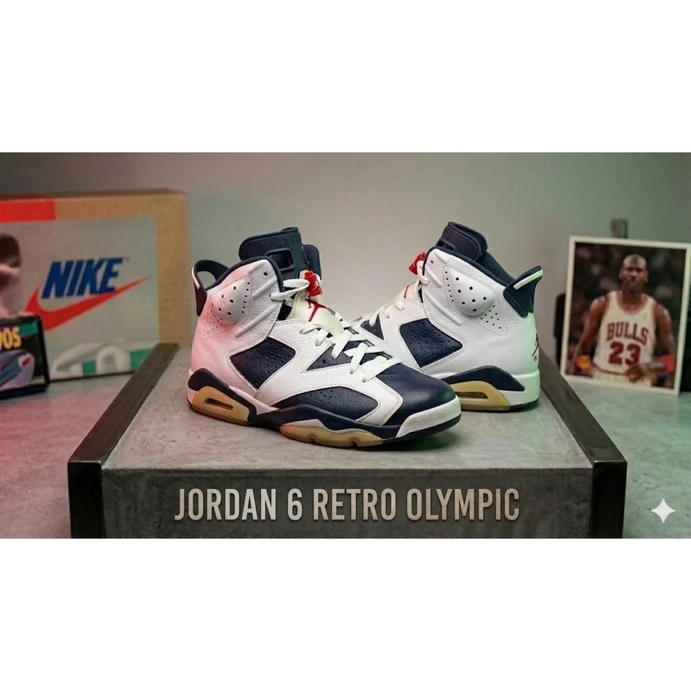 Air Jordan 6 Olympic Retro USA Paris 2024 White Navy Red High 384664-130 Size 11